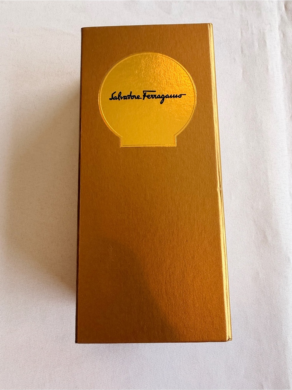 Salvatore Ferragamo Empty Metallic Gold Cologne Deco Box 8" Tall